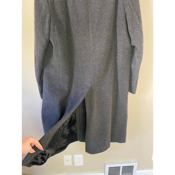 XL ish Vintage Saks Fifth Ave Menswear Cashmere Blend Overcoat Woven Italy Gray - Picture 4 of 8